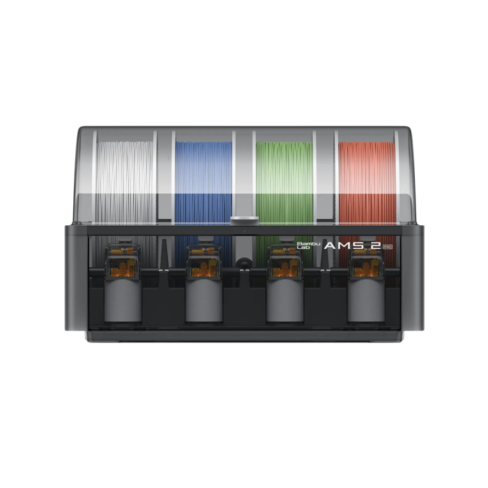 Bambu Lab AMS 2 Pro with four filament spools loaded